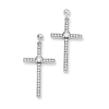 Sterling Silver & CZ Polished Cross Dangle Earrings