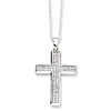 Sterling Silver & CZ 1in Polished Cross Necklace