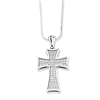 Sterling Silver & CZ Tapered Cross Necklace 18in