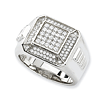 Sterling Silver CZ Men's Ring with Ridged Shank