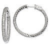 1 3/8in Sterling Silver CZ Hoop Earrings