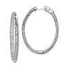 Sterling Silver with CZ Pave Hinged Oval Hoop Earrings 1 1/2in