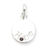 1/2in Sterling Silver Hope with Pink Cubic Zirconia Charm