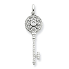Sterling Silver CZ Petals Key Pendant 1 1/2in