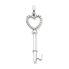 1 1/2in CZ Heart Key Pendant - Sterling Silver