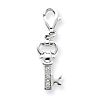 Sterling Silver 3/4in CZ Key Pendant with Lobster Clasp