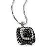 Sterling Silver 1 Ct Black and White Diamond Square Necklace
