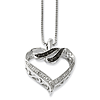 Sterling Silver 0.1 ct Black and White Diamond Heart Necklace
