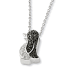 Sterling Silver 0.21 Ct Black and White Diamond Penguin Necklace