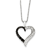 Sterling Silver Heart Necklace with 0.50 Ct Black and White Diamonds