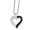 Sterling Silver 0.26 Ct Black and White Diamond Baguette Heart Necklace
