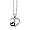 Sterling Silver 0.12 Ct Black and White Diamond Heart Necklace