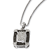 Sterling Silver 0.34 Ct Black and White Diamond Shield Necklace