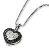 Sterling Silver 0.28 Ct Black and White Diamond Heart Necklace