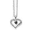 Sterling Silver 0.16 Ct White & Black Diamond Heart Necklace