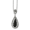 Sterling Silver 0.5 Ct Black and White Diamond Teardrops Necklace
