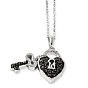 Sterling Silver 0.5 Ct Black and White Diamond Key Necklace