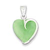 Sterling Silver Green Jade Heart Charm