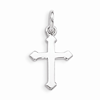 Rhodium Plated Sterling Silver 5/8in Child's Pointed Cross Pendant