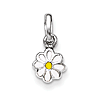 Sterling Silver 1/4in Child's White Yellow Enamel Daisy Pendant