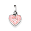 Sterling Silver Child's Pink Glittered Enamel Heart Pendant