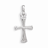 Rhodium Plated Sterling Silver Child's Crusader Cross Pendant 5/8in