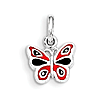 Sterling Silver Orange and Black Enamel Kid's Butterfly Pendant