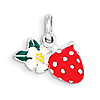 Sterling Silver 5/8in Enamel Kid's Flower and Strawberry Pendant