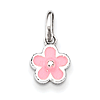 Sterling Silver Pink Enamel Kid's Flower Pendant