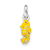 Sterling Silver Children's Yellow Enameled Seahorse Pendant