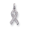 Sterling Silver 5/8in Cancer Awareness CZ Ribbon Pendant