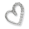Sterling Silver Cubic Zirconia Accent Heart Pendant 3/4in