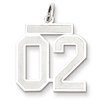 Sterling Silver Medium Satin Number 2 Charm with Top