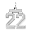 Sterling Silver Satin Number 22 Pendant 5/8in