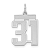 Sterling Silver Satin Number 31 Pendant 5/8in