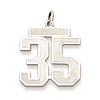 Sterling Silver Satin Number 35 Pendant 5/8in