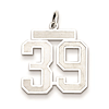 Sterling Silver Satin Number 39 Pendant 5/8in