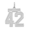 Sterling Silver Satin Number 42 Pendant 5/8in