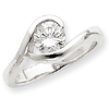 Sterling Silver Cubic Zirconia Solitaire Bypass Ring