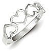 Sterling Silver Diamond-Cut Three Hearts Ring