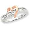 Sterling Silver and Vermeil Heart Ring with Cubic Zirconias