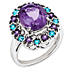 Sterling Silver 4.2 ct Amethyst and Swiss Blue Topaz Ring