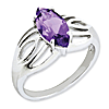 Sterling Silver 1.6 ct Marquise Amethyst Ring