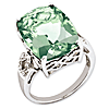 14.1 ct Sterling Silver Green Quartz and Diamond Ring