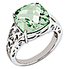 Sterling Silver 7.4 ct Green Quartz Ring with Open Floral Design