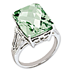 Sterling Silver 10.75 ct Green Quartz Ring