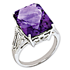 Sterling Silver 10.75 ct Checkerboard Amethyst Ring