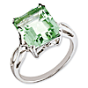Sterling Silver 5.4 ct Emerald-cut Green Quartz Ring