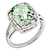 Sterling Silver 5.45 ct Green Quartz Ring with Rope Frame