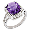 Sterling Silver 5.45 ct Amethyst Ring with Rope Frame